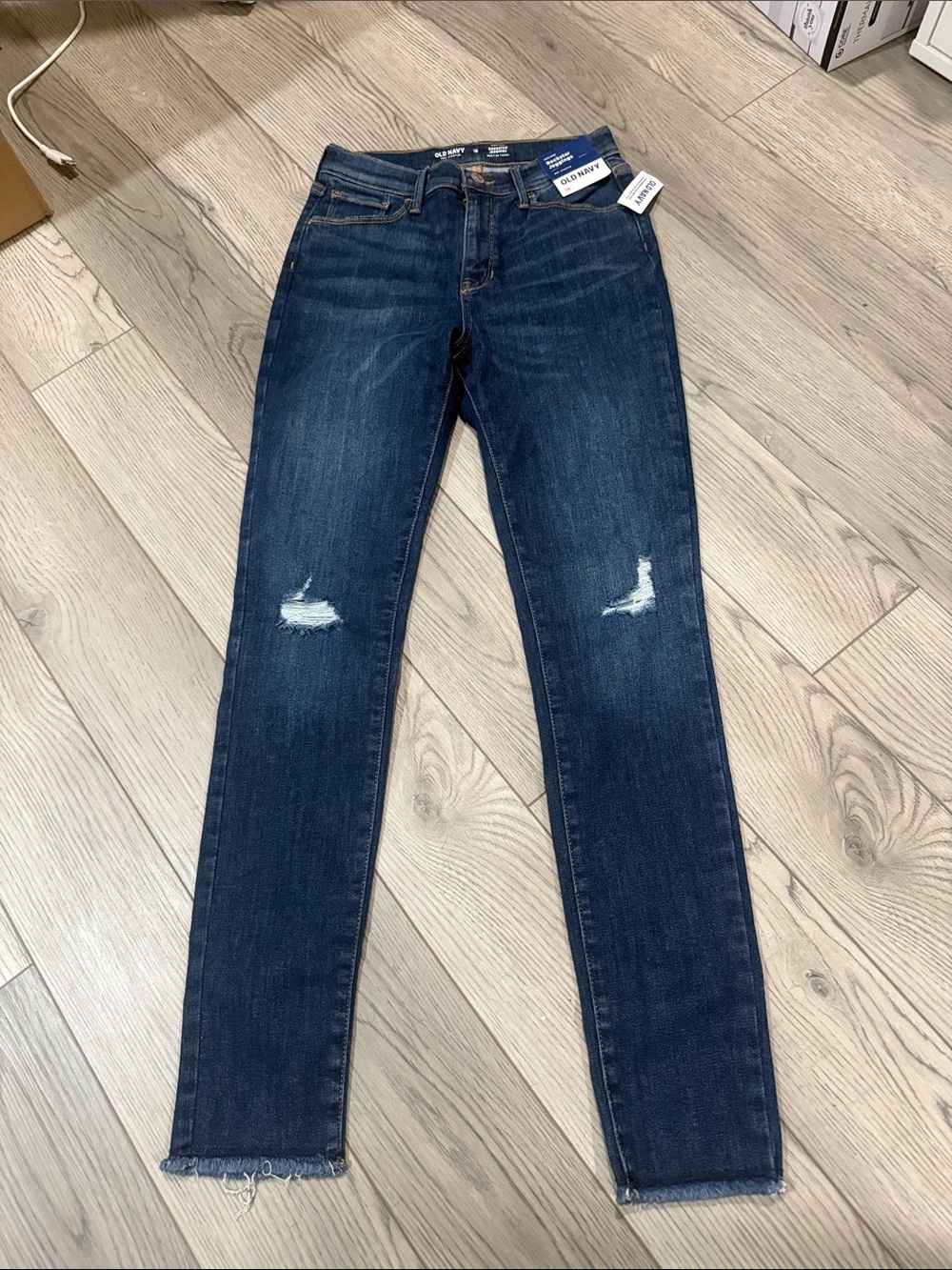 Old Navy Dark Blue Distressed Rockstar Jeggings